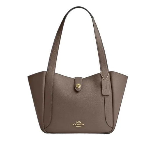 The Hadley Turnlock Tote Bag - Gold/Dark Stone